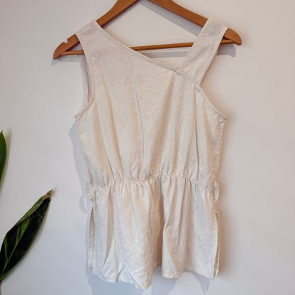Cream Asymmetric Peplum Top Size M | U/Arm to U/Arm 42cm