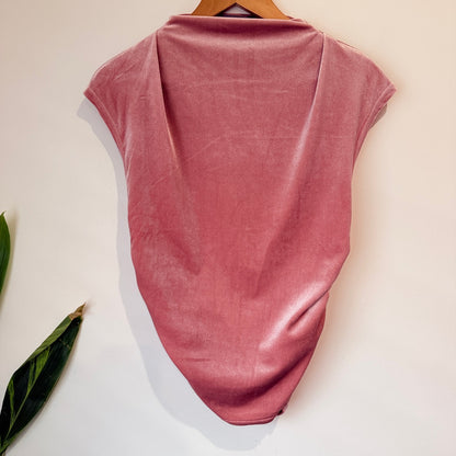 Mirrou Dusty Pink Velvet Ruched Top Size S