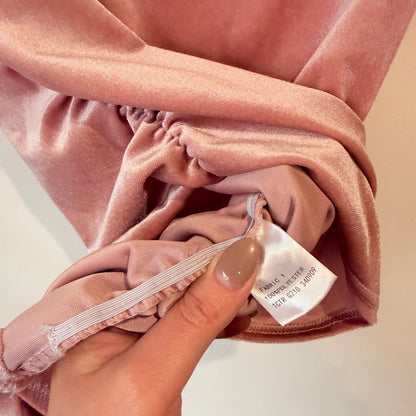 Mirrou Dusty Pink Velvet Ruched Top Size S