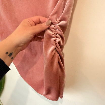 Mirrou Dusty Pink Velvet Ruched Top Size S
