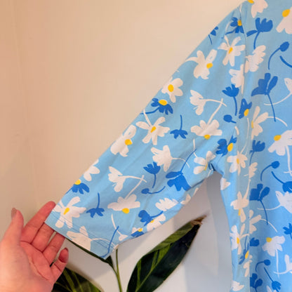 Victoria Hill Blue Floral Three Quarter Sleeve Top Size 18