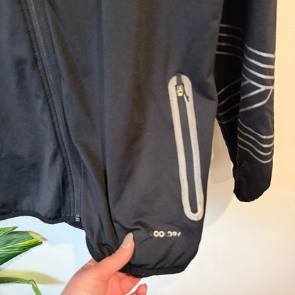 Active Intent Black Hooded Running Jacket with Reflective Trim | U/Arm to U/Arm 56cm