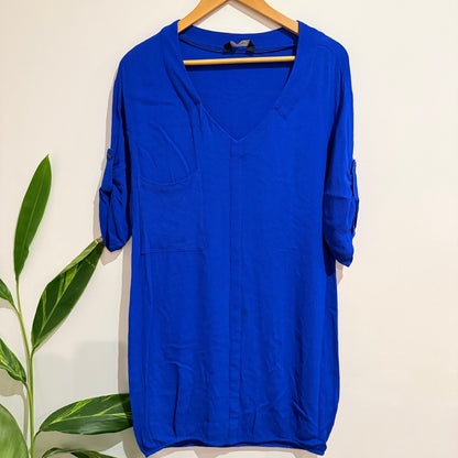 Decjuba Cobalt Blue V-Neck Tunic Dress Size 12