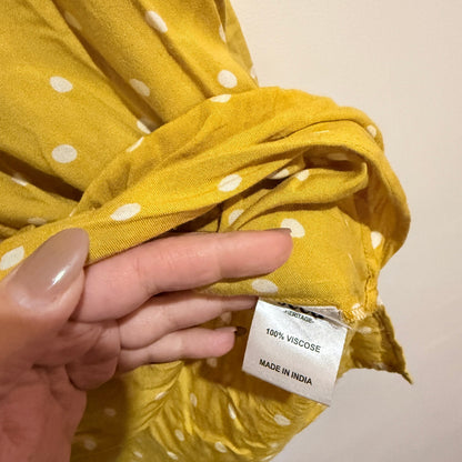 Seed Heritage Mustard Polka Dot Ruffle Front Blouse Size 8