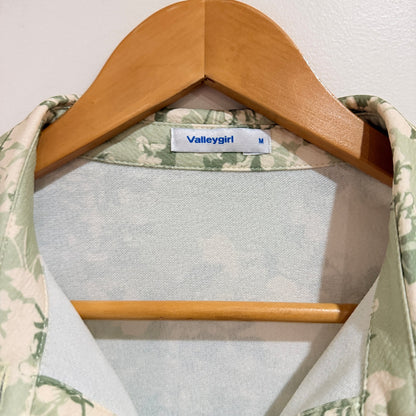 Valleygirl Green Floral Button Front Fitted Shirt Size M