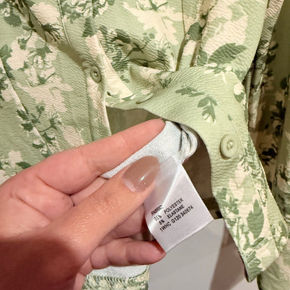 Valleygirl Green Floral Button Front Fitted Shirt Size M