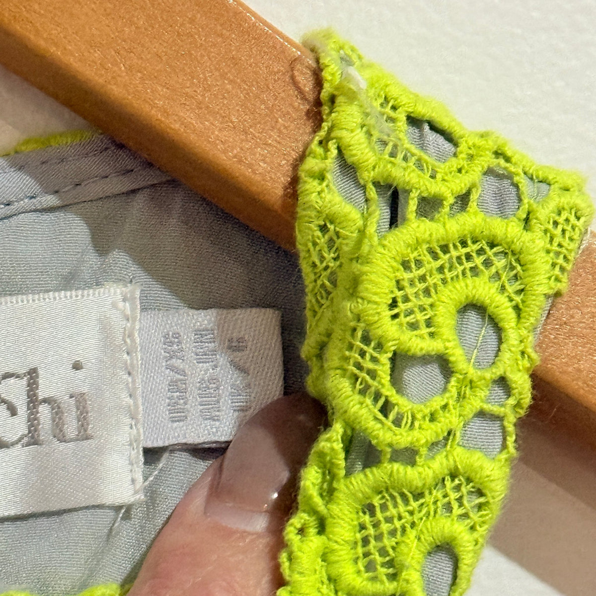 Shakuhachi Lime Green & Grey Lace Sleeveless Mini Dress | U/Arm to U/Arm 38cm