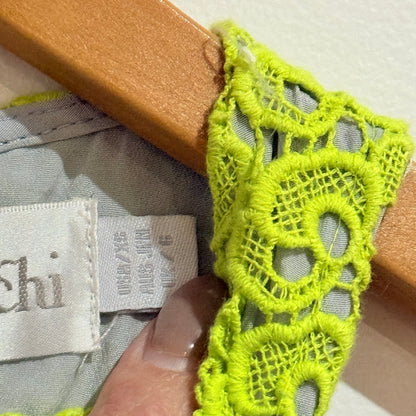 Shakuhachi Lime Green & Grey Lace Sleeveless Mini Dress | U/Arm to U/Arm 38cm