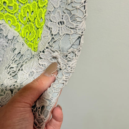 Shakuhachi Lime Green & Grey Lace Sleeveless Mini Dress | U/Arm to U/Arm 38cm