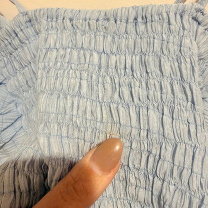 Light Blue Shirred Tie Strap Crop Top | U/Arm to U/Arm 34cm