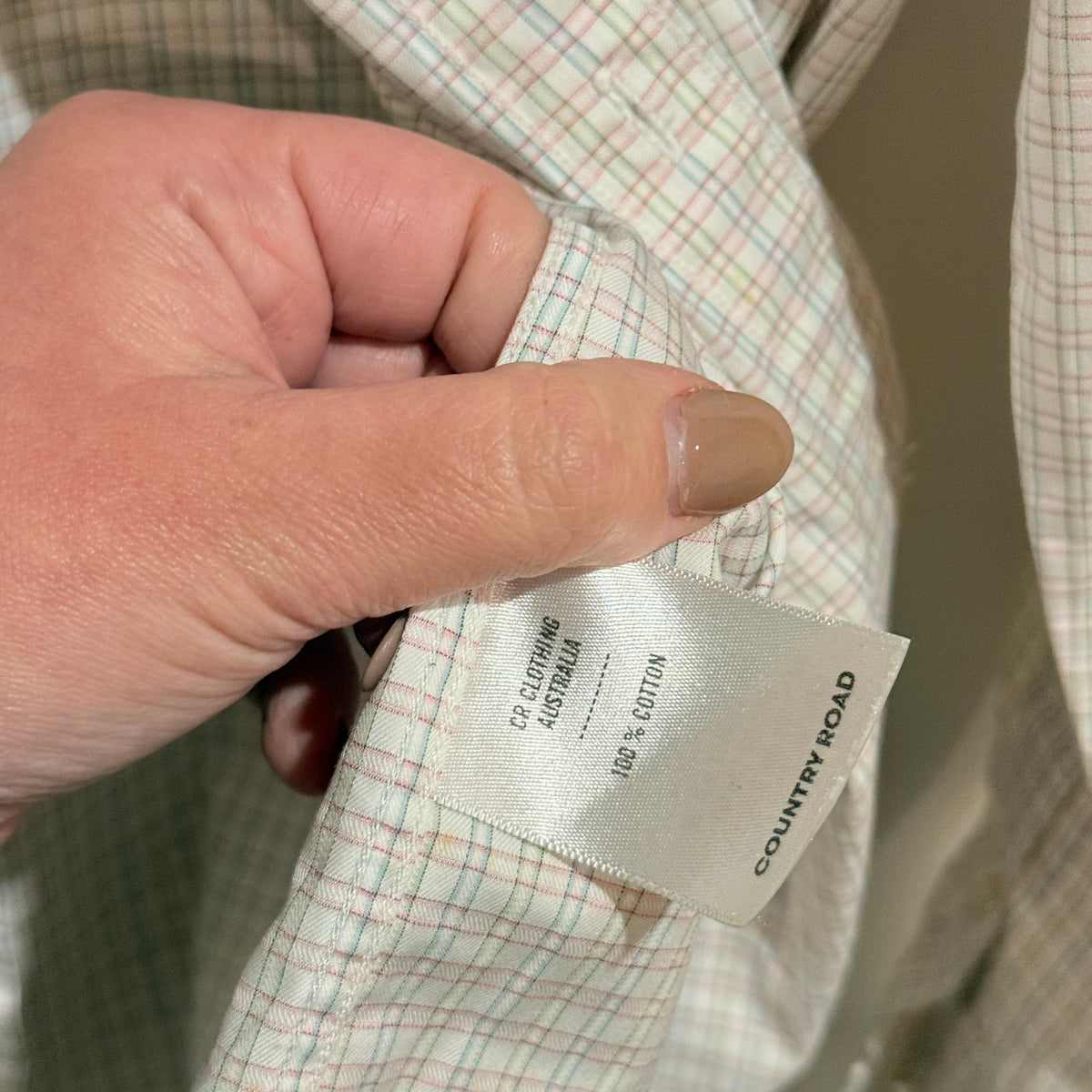 Country Road Mens White Check Slim Fit Long Sleeve Shirt Size L