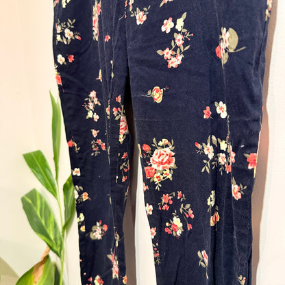 Capture Navy Floral Print Cotton Stretch Pants Size 10