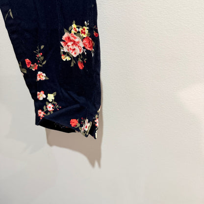 Capture Navy Floral Print Cotton Stretch Pants Size 10