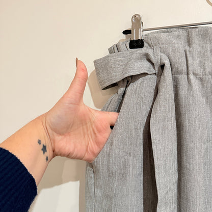 Dotti Grey Paperbag Waist Tie Belt Tapered Pants Size 10