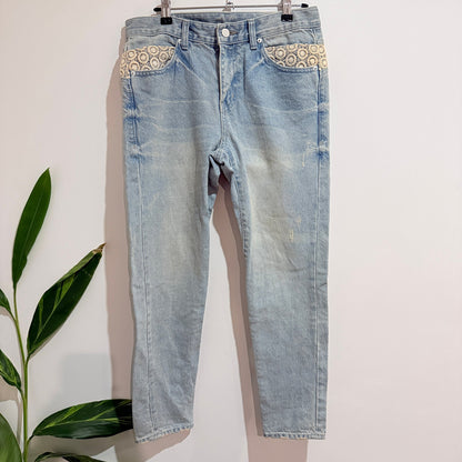 Nobody Jeans Light Wash Crochet Pocket Jeans Size 26 | Waist 80cm