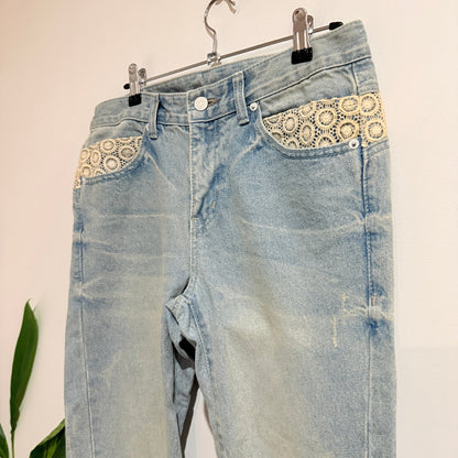 Nobody Jeans Light Wash Crochet Pocket Jeans Size 26 | Waist 80cm