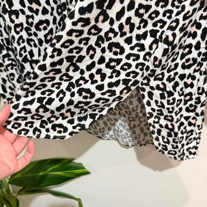 Dotti Black & White Leopard Print Long Sleeve Shirt Size 14