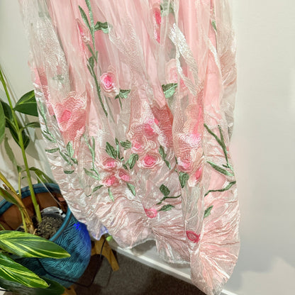 MOTF Pink Floral Embroidered Strapless Mini Dress  | U/Arm to U/Arm 36cm