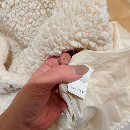 SHEIN Cream Teddy Fleece Double Breasted Coat - 55cm u/arm