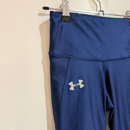Under Armour HeatGear Navy & Teal Compression Crop Leggings Size S