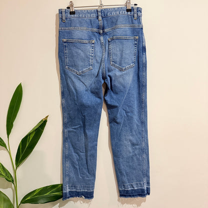 French Connection Light Wash Raw Hem Straight Leg Jeans Size 10