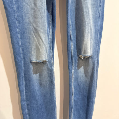 ONLY Blue Ripped Knee Zip Ankle Skinny Jeans Size 27/32 | Waist 70cm