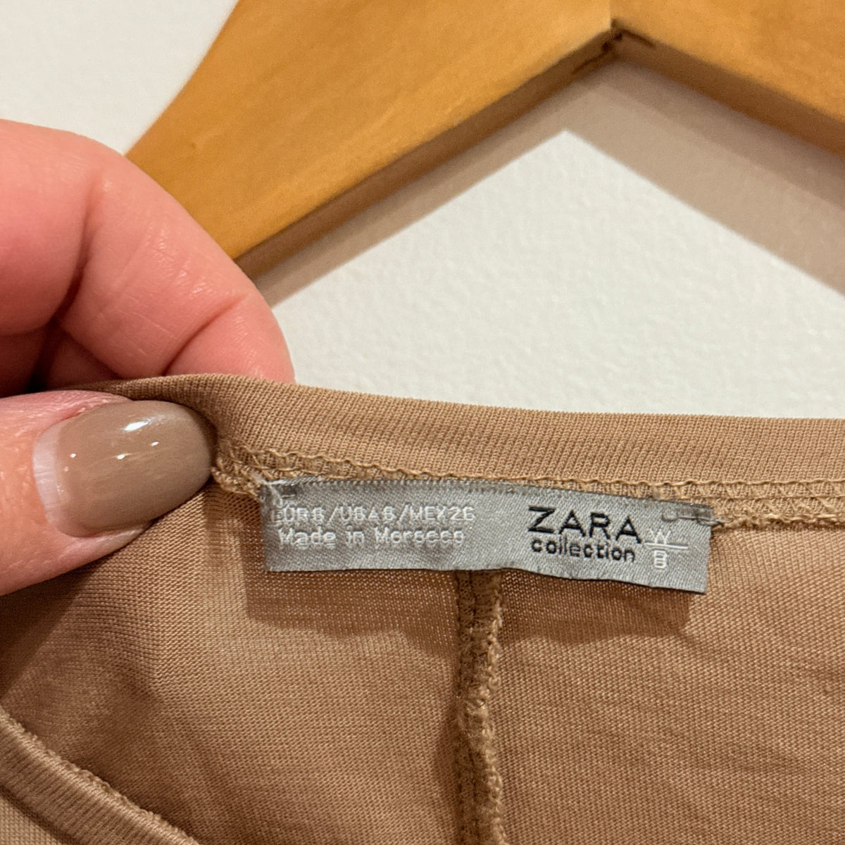 Zara Tan Sequin Sleeve Top Size S