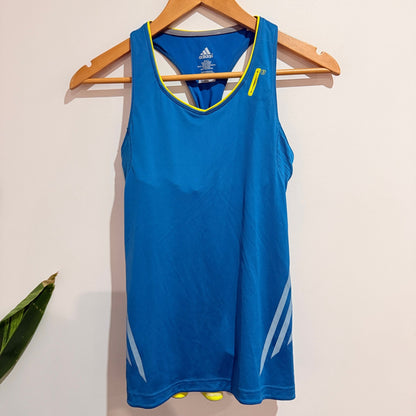 adidas Blue Racerback Running Tank with Built In Bra Size 8