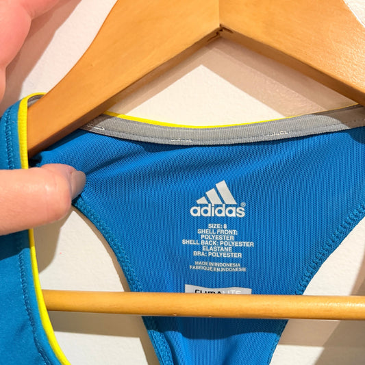 adidas Blue Racerback Running Tank with Built In Bra Size 8