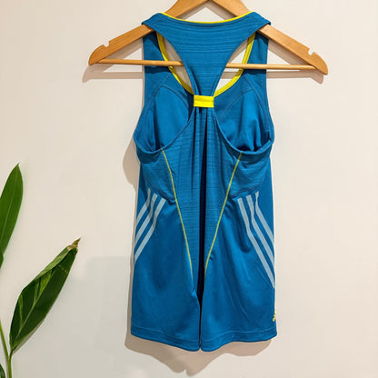 adidas Blue Racerback Running Tank with Built In Bra Size 8