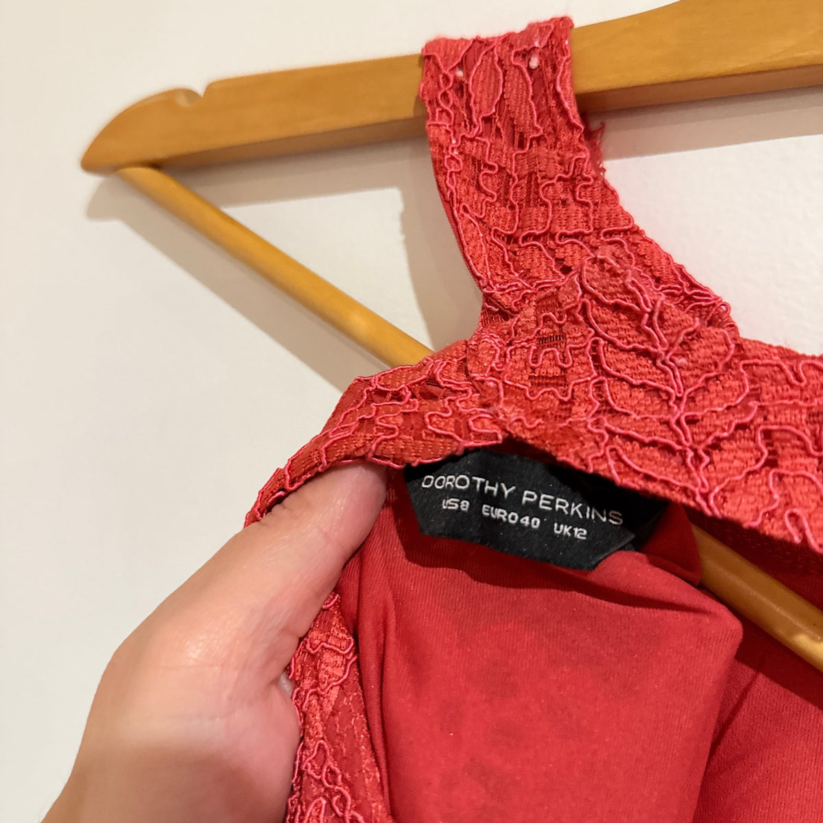 Dorothy Perkins Coral Crochet Lace Sleeveless Top Size 12