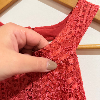 Dorothy Perkins Coral Crochet Lace Sleeveless Top Size 12