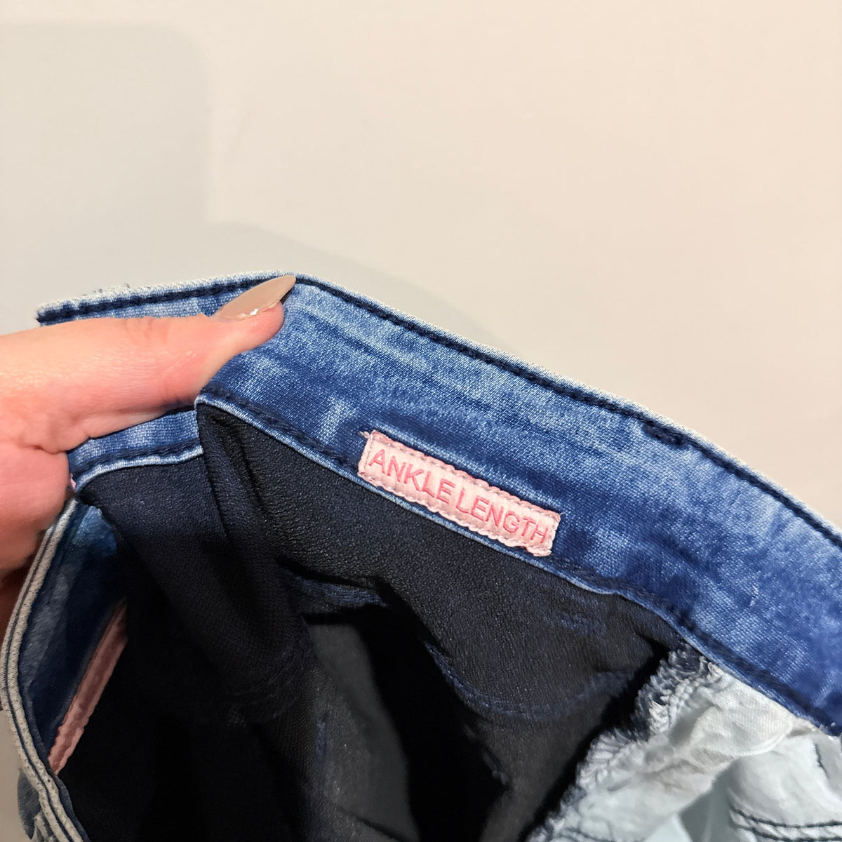 MSG Blue Acid Wash Patterned Ankle Skinny Jeans | Waist 76cm