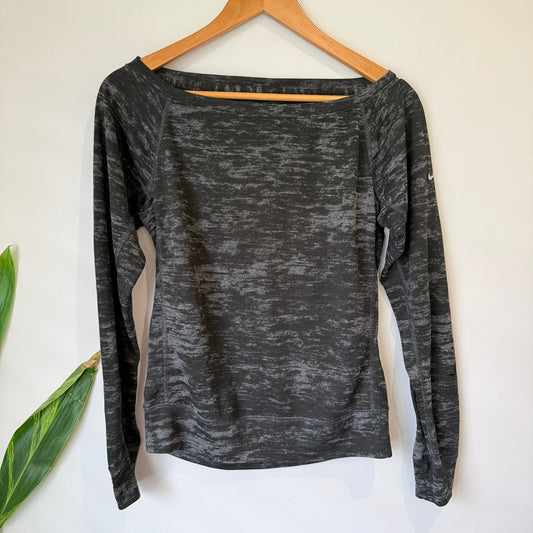 Nike Charcoal Burnout Boat Neck Long Sleeve Top Size XS