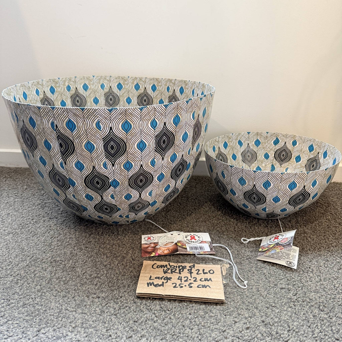 Wola Nani Embrace Aqua Decorative Bowls Set of 2 RRP $260