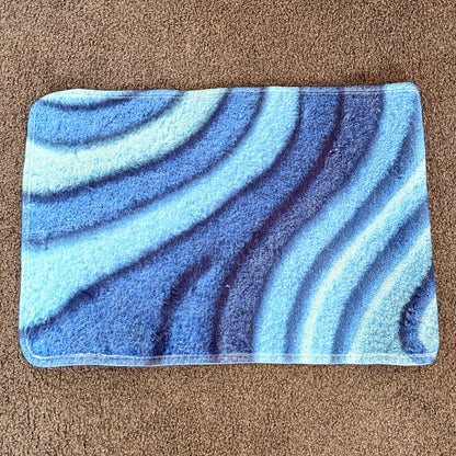 Blue Wave Print Non-Slip Bath Mat approx 58 x 40cm