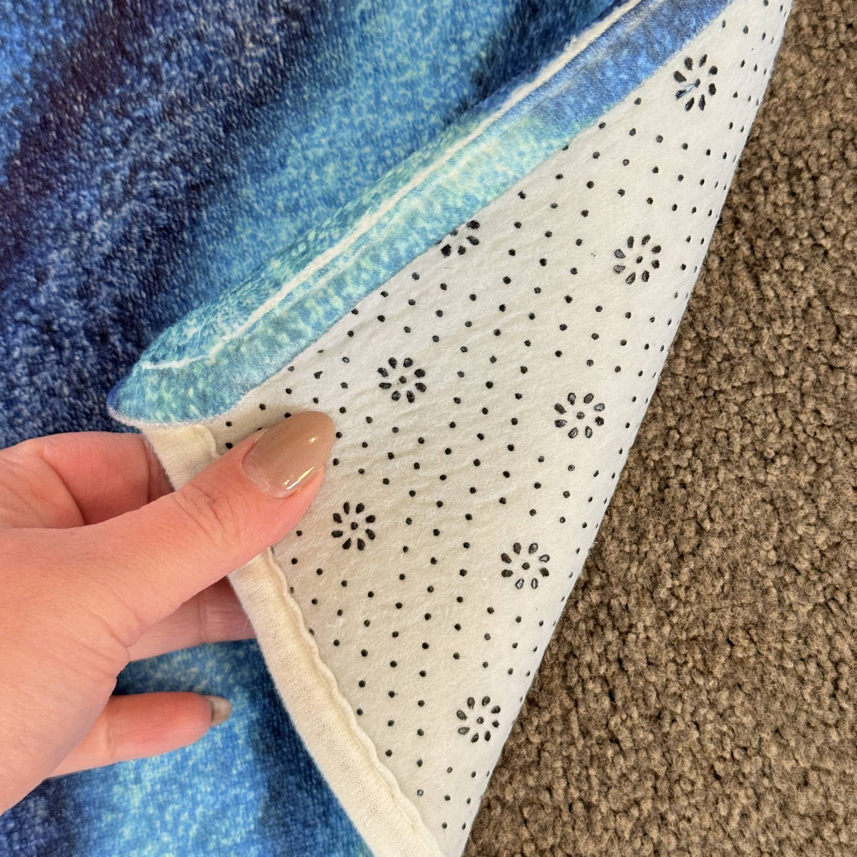 Blue Wave Print Non-Slip Bath Mat approx 58 x 40cm