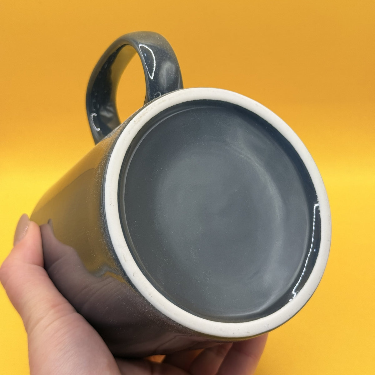 Large Dark Grey Ceramic Mug 14cm tall
