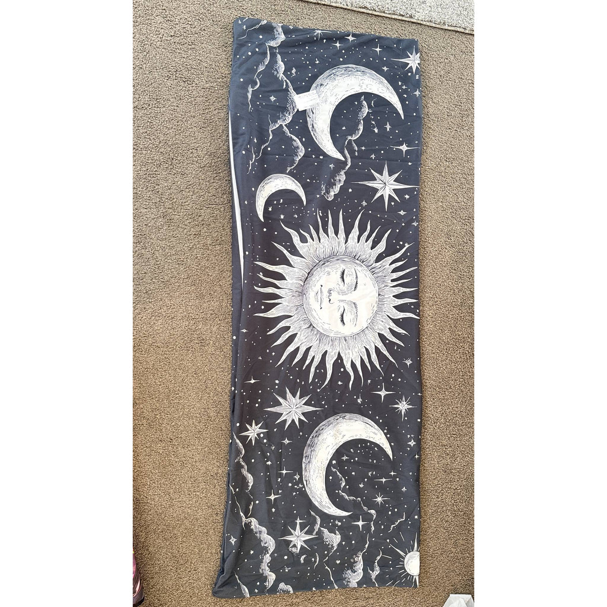 Celestial Sun & Moon Print Wall Tapestry – Navy & White