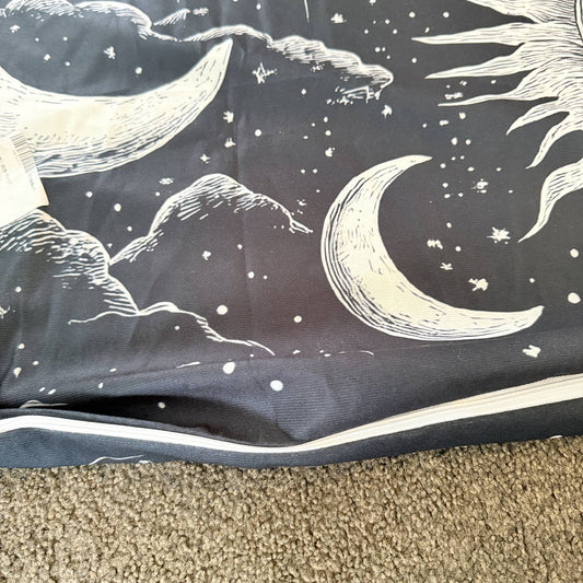 Celestial Sun & Moon Print Wall Tapestry – Navy & White