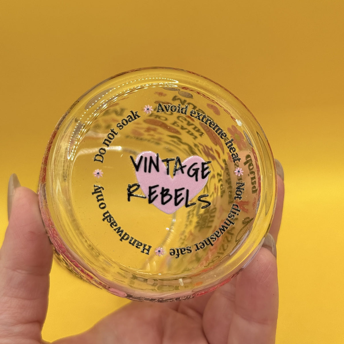 Vintage Rebels Gym Print Glass Tumbler with Straw