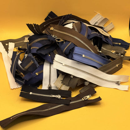 Assorted Metal-Tooth Zips Bulk Lot of 50+