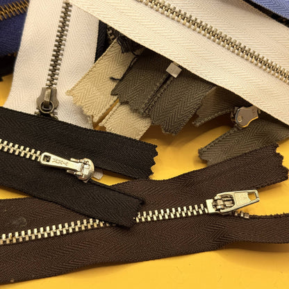 Assorted Metal-Tooth Zips Bulk Lot of 50+