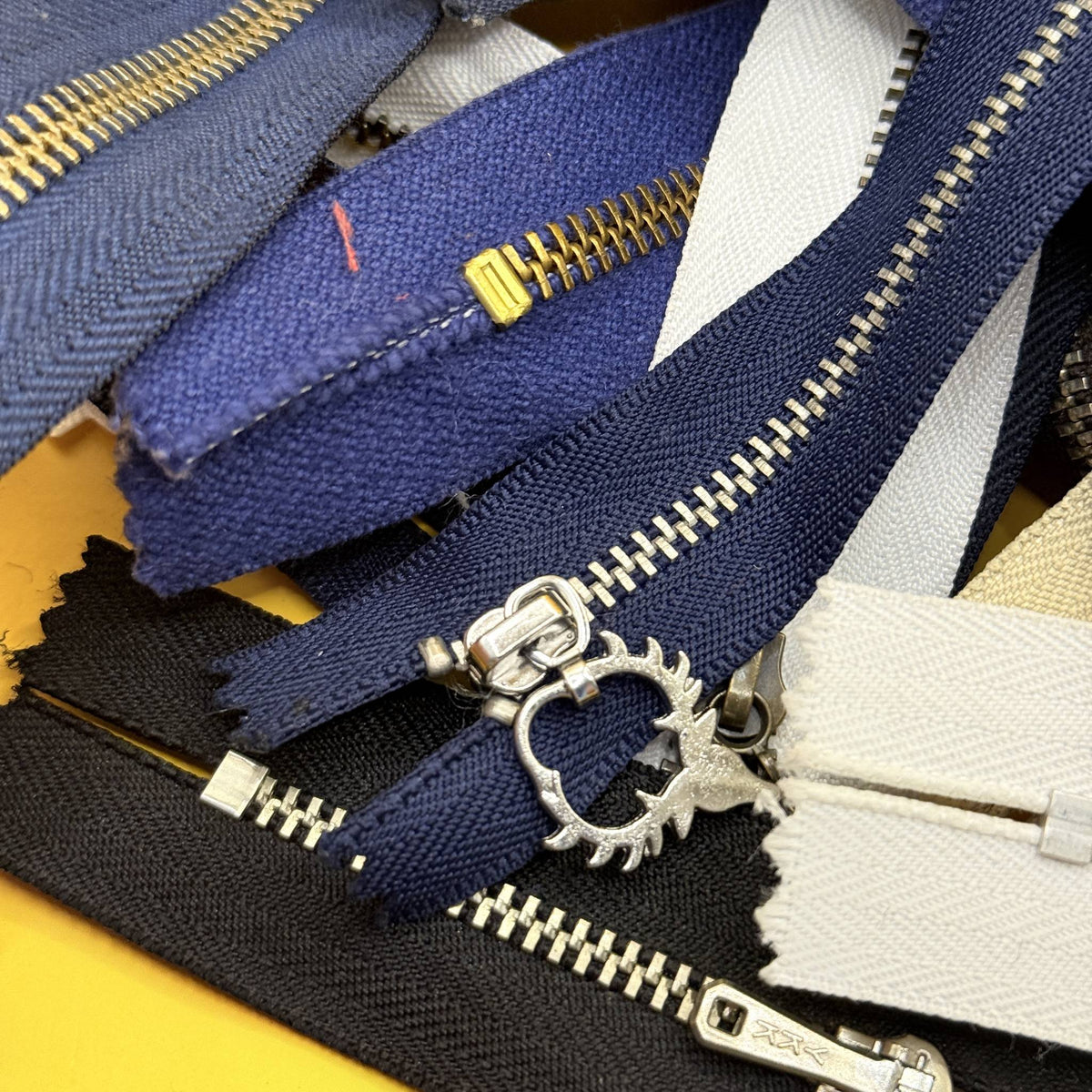 Assorted Metal-Tooth Zips Bulk Lot of 50+