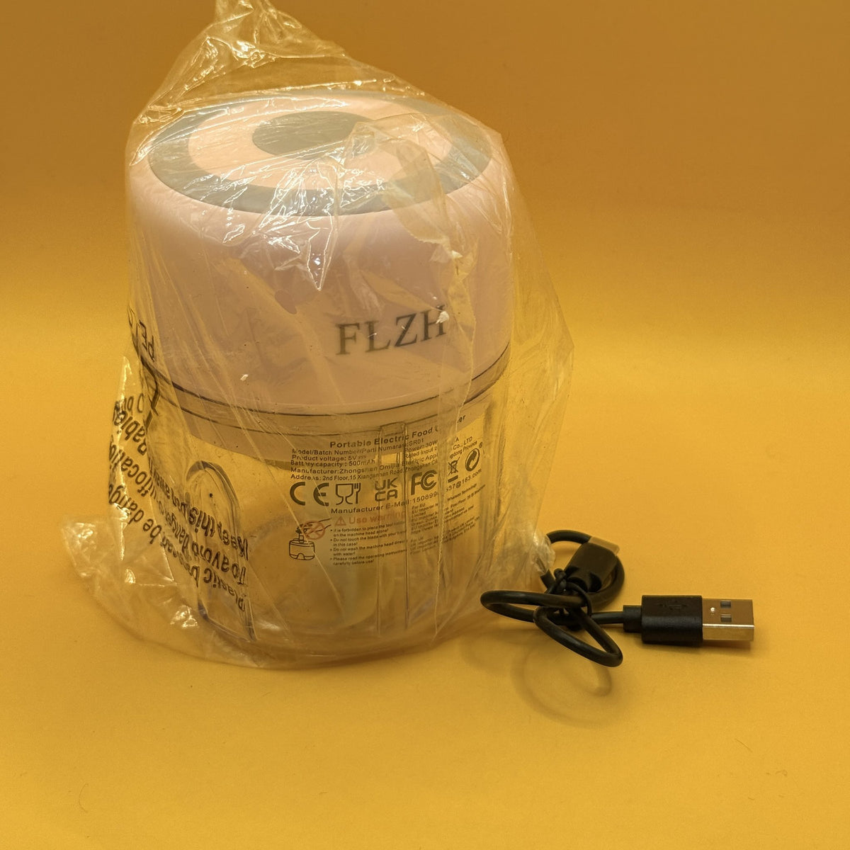 FLZH USB Rechargeable Food Chopper Pink and Grey