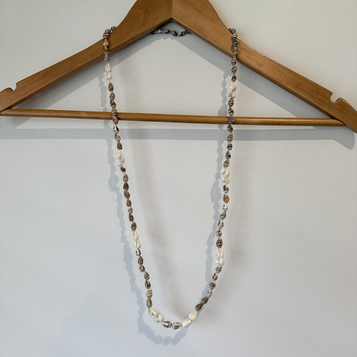 Brown & White Shell Long Necklace