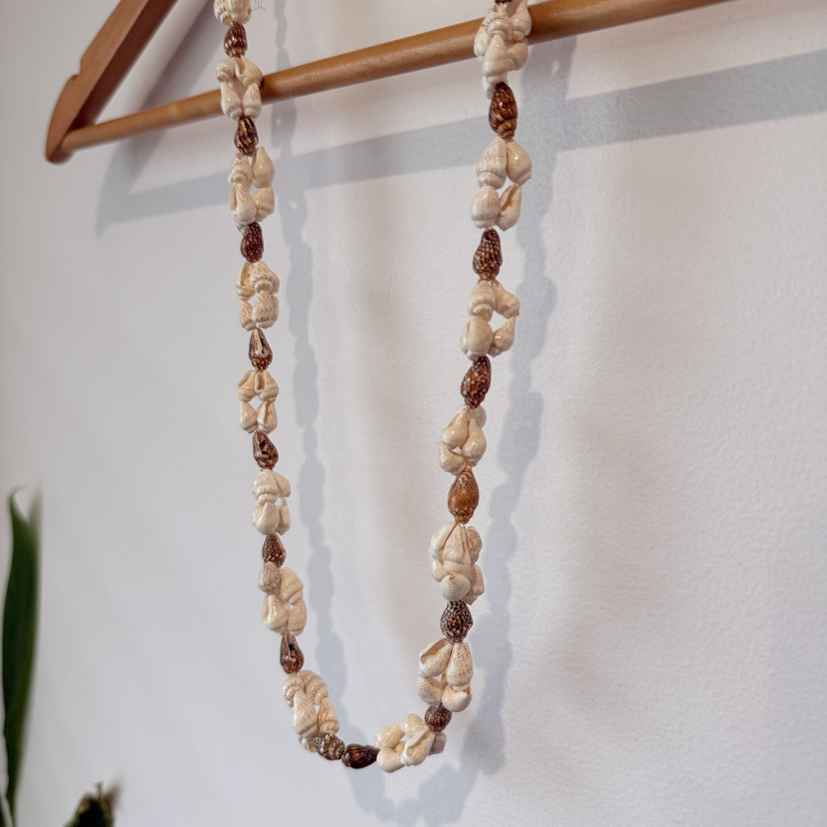Mixed Cream & Brown Shell Long Necklace