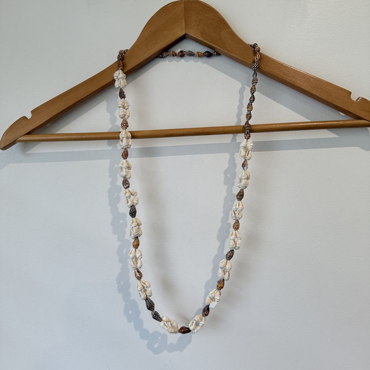 Cream & Brown Shell Long Necklace