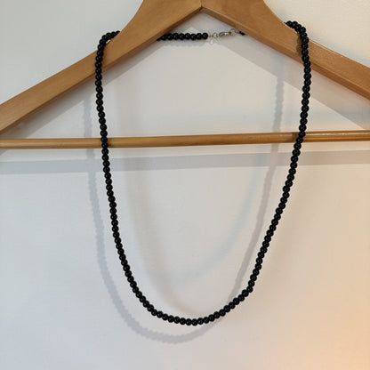 Black Bead Long Necklace