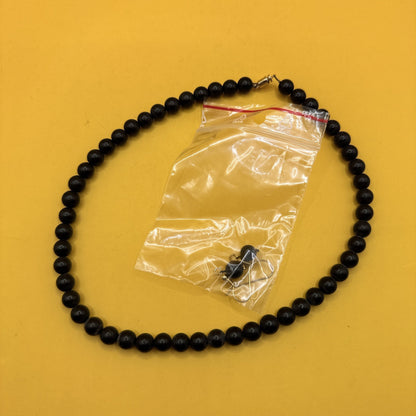 Black Bead Necklace & Matching Drop Earrings Set